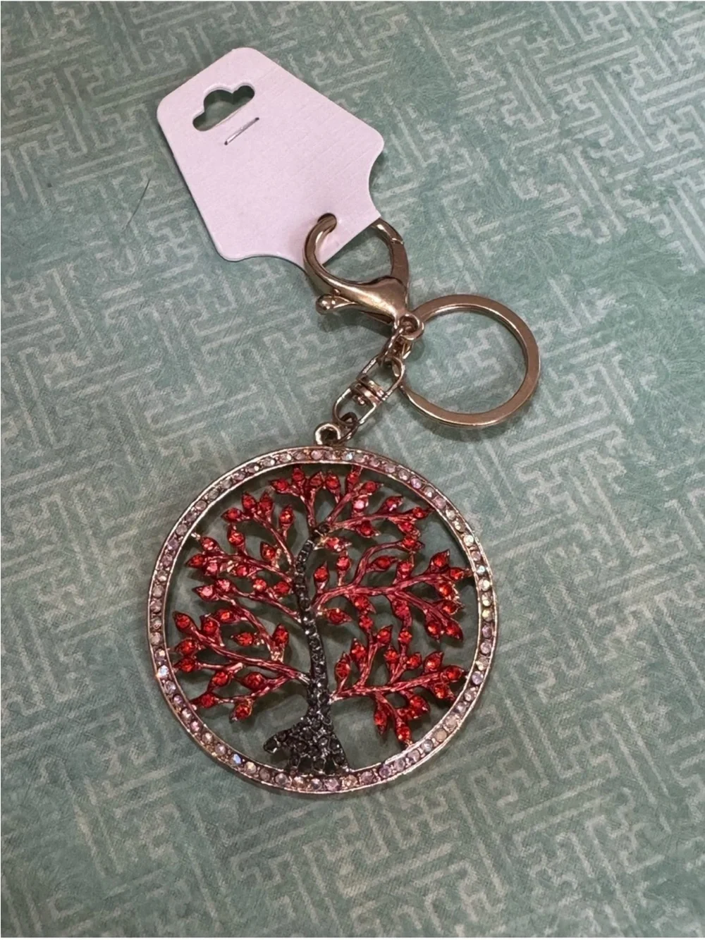 RHINESTONES TREE BAG TAG KEY RING
